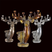 Support de bougie en résine fait main, peint à la main, tête de cerf vintage, pour chambre, bureau, décoration intérieure