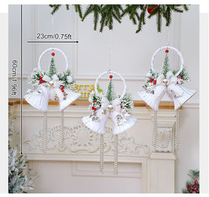 Decoración Navideña DAMAI Estilo Blanco con Frutos Rojos, Agujas de Pino y Campanas Dobles para Colgar en Ventanas - Product Image 5