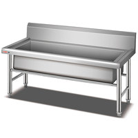 Évier de lavage des mains robuste en acier inoxydable 304 de bonne qualité pour cantine scolaire avec robinet et banc intégré, cuve simple