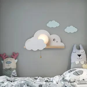Modern çocuk Led duvar lambası kapalı yatak odası cam Metal bulut karikatür başucu aydınlatma çocuk odası gece lambası aplik duvar lamba ışığı