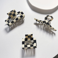 Nouveau Design De Mode Noir Et Crème Pinces À Cheveux Accessoires De Cheveux Acrylique Vérifier Motif Acide Acétique Griffe De Cheveux