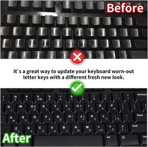 Autocollants de clavier hébreu, fond noir avec lettres bleues, autocollant de remplacement pour clavier d'ordinateur portable, PC, ordinateur de bureau - Product Image 2