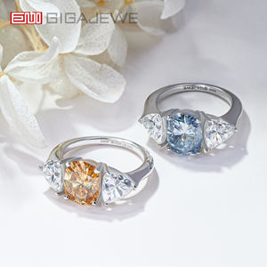 GIGAJEWE 925 Anillo con forma de cojín de plata 6Ct Moissanite con color azul y dorado para pendientes de plata de compromiso o aniversario - Product Image 4