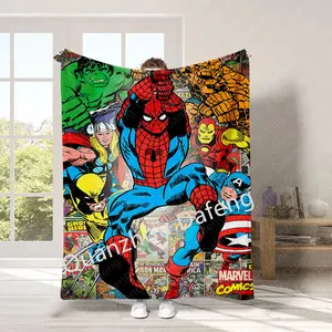 Custom New Arrival Cartoon Super Man Blanket Hero Air Conditioning Sofa Fleece Flannel Bed Kids Blankets