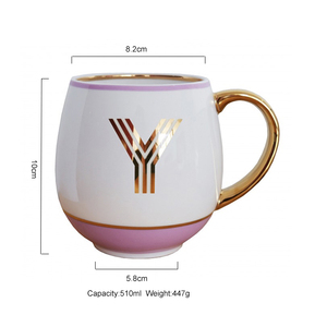 Tazza da Caffè in Ceramica <span class=keywords><strong>con</strong></span> Lettere Dorate all'Ingrosso, <span class=keywords><strong>Tazze</strong></span> Latte in Ceramica a Forma di Pancetta, Tazza Personalizzata <span class=keywords><strong>con</strong></span> Iniziali e Manico Dorato - Product Image 6