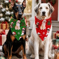 Bandana de Noël OEM ODM pour animaux de compagnie, en tissu doux, écharpe triangulaire réutilisable, bavoir de Noël pour chien, idéal pour les fêtes et la décoration photo.