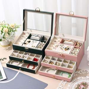 Luxury Transparent Window Multilayer <b>Drawer</b> Jewelry Organizer Elegant Home Display Case Premium <b>Storage</b> <b>Box</b> for Rings Earrings - Product Image 2
