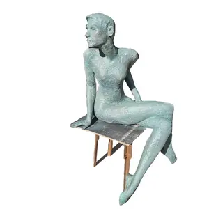 Custom Made Outdoor Bronze Sculpture Polished Abstract Nude Bronze Naked Person Sculpture