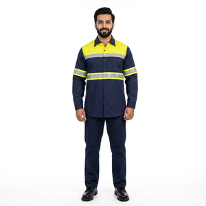 Polo de travail haute visibilité vert réfléchissant à manches longues de qualité supérieure pour hommes - Product Image 1