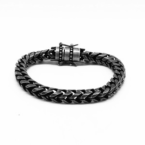 yunnique Unisex Black Oxidized <b>Titanium</b> Steel Bracelet Geometric <b>Chain</b> Magnetic Clasp Fashion Jewelry - Product Image 3