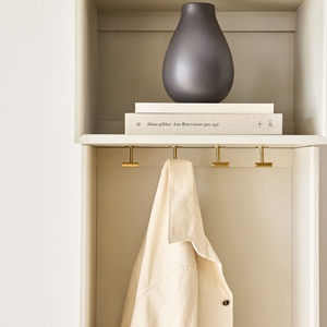 Armoires de placard <span class=keywords><strong>d</strong></span>'<span class=keywords><strong>entrée</strong></span> de style <span class=keywords><strong>moderne</strong></span> personnalisées avec étagère ouverte en bois massif laqué finition design cannelé armoire ouverte - Product Image 5