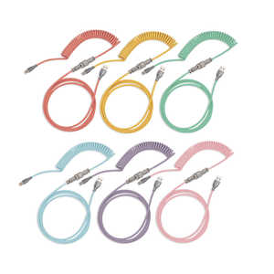 <span class=keywords><strong>C</strong></span>âble Type-<span class=keywords><strong>C</strong></span> à <span class=keywords><strong>double</strong></span> gaine enroulée personnalisé HZGAMER avec connecteur aviateur détachable pour clavier mécanique <span class=keywords><strong>C</strong></span>âble enroulé - Product Image 1