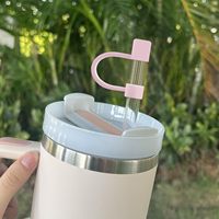 Funda de silicona de 10 mm para pajita, tapón de pajita de color sólido, tapa de pajita de grado alimenticio, cubierta de silicona para pajita, tapón antipolvo, en stock