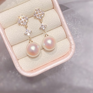 Boucles d'oreilles pour femmes avec visage carré de perle de neige de fleur avec Zircon petites boucles d'oreilles clip d'oreille avec plaque d'encens montrant des trous d'oreille - Product Image 1
