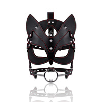 Masque de jeu de rôle BDSM, sangle réglable, bouche ouverte, ball gag, harnais réglable, jouet de bondage, cuir PU noir, 100% imperméable