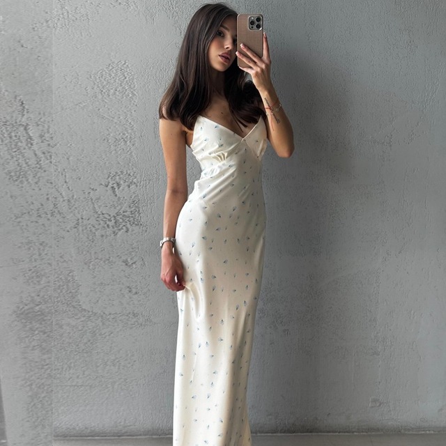 FS11206A Fashion Clothes Women Casual Floral Long Dresses