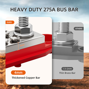 Barra de Distribución de Energía de Cobre 275A, 2 Postes M8 y 14 Tornillos M4, para Sistemas Solares, Automotrices y Marinos - Product Image 2