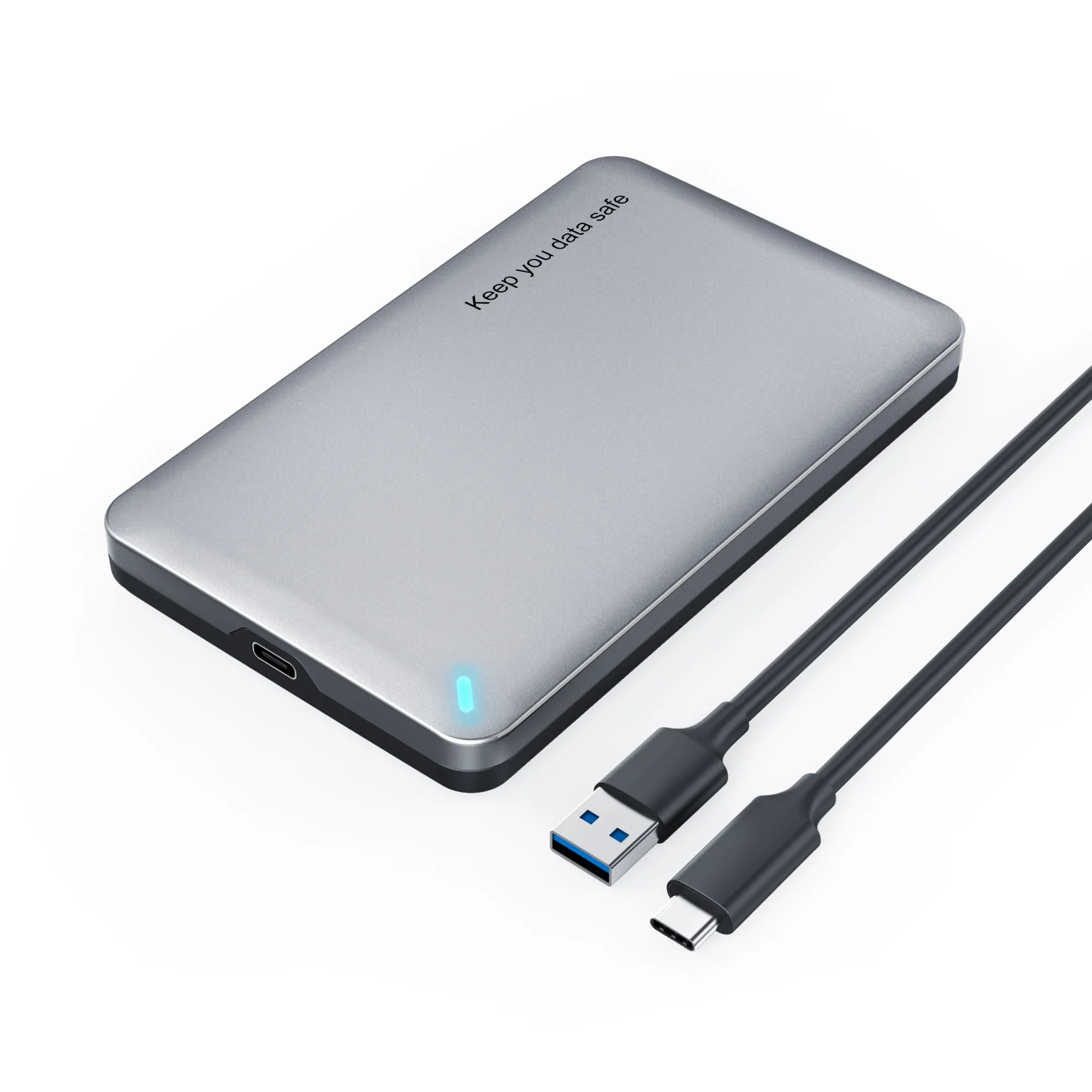 Macbook Disco Rígido Caso HDD Liga De Alumínio Externa 2.5 ''Polegada SATA 2TB USB C Stock M.2 Ssd 2.5" Sata Enclosure 200g Exte