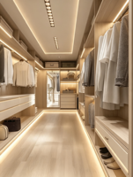 Système de dressing XINGRUO en bois de chêne avec éclairage LED et tiroirs pour maison moderne