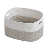 Panier de rangement pliable en corde de coton grande capacité, boîte organisatrice de bureau pour jouets, articles divers, cosmétiques, et artisanat