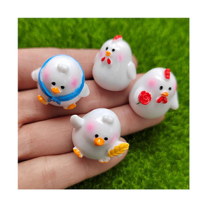 Tượng Nhỏ Bằng Nhựa Resin Hình Gà Trắng 3D 24Mm 100 Cái/lốc Mô Phỏng Vườn Cổ Tích Để Tự Làm Đồ Chơi Móc Khóa - Product Image 2