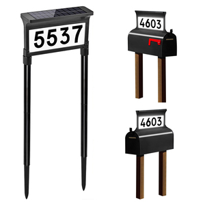 Plaque de numéro de maison solaire LED extérieure IP65, panneau lumineux pour adresse de <span class=keywords><strong>jardin</strong></span>, numéros de maison, plaque de porte de cour - Product Image 1