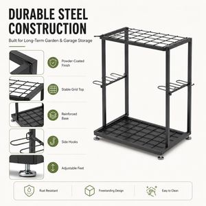 Organisateur d'outils <span class=keywords><strong>de</strong></span> jardin <span class=keywords><strong>de</strong></span> haute qualité, support à outils <span class=keywords><strong>de</strong></span> jardin en acier robuste pour garage, remise, rangement extérieur avec crochets - Product Image 3