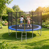 Trampoline d'extérieur avec filet de sécurité et échelle, trampoline familial souple pour enfants avec filet de protection, trampoline d'exercice pour jardin