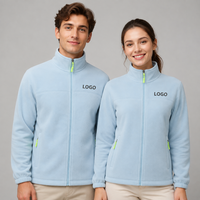 Jaket Polar Fleece 360g Full Zip Kerah Tegak Couple Matching Logo Custom Tahan Angin Musim Dingin Outdoor Kasual 8 Warna