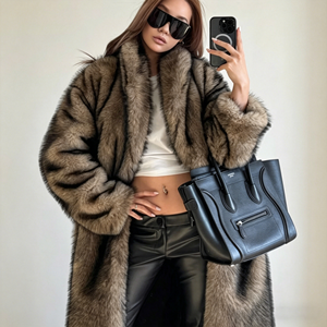 Abrigo de Piel Sintética para <span class=keywords><strong>Mujer</strong></span>, Manga Larga, <span class=keywords><strong>Talla</strong></span> <span class=keywords><strong>Grande</strong></span>, Cálido, Grueso, de Invierno, Elegante y a la Moda - Product Image 2
