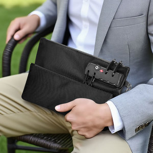 Borsa Portavalori Portatile Antifurto a Doppio Strato in Oxford con Cerniera, Resistente all'Acqua, per Passaporti e Documenti Notarili - Product Image 3