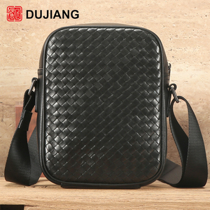 Bolsa Transversal de Couro Genuíno DUJIANG com Fecho de Zíper, Design de Alta Qualidade e Durável para Homens - Uso Diário e Viagens - Product Image 2