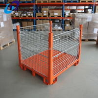 Cage à palettes en fil métallique pliable en acier durable, conteneur empilable, stockage portable en entrepôt, capacité 800-1000 kg