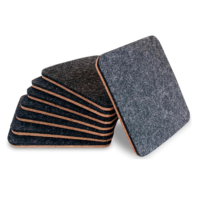 Sous-verres en feutre de polyester gris foncé écologiques découpés au laser, taille personnalisable, design moderne, prêts à être expédiés, tapis pour tasse, verre, dessous-de-plat
