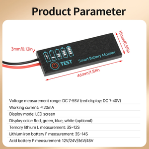 Indicador de Capacidad de Batería de Litio DC 7-55V, Voltímetro Digital LED, Probador de Estado de Carga, Monitor Inteligente de Batería - Product Image 4