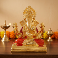 Idole traditionnelle de Ganesha de 13 pouces, colorée, faite à la main en acier inoxydable, écologique, décoration artistique, divinité hindoue Murti, pour temple, maison, Diwali