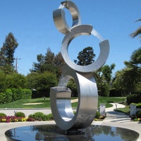 Fontaine d'art moderne en métal pour extérieur, statue en acier inoxydable, fontaine à eau pour jardin et piscine