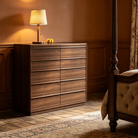 Commode de luxe moderne avec 8 tiroirs en bois de zèbre rouge massif, autoportante pour chambre et salon