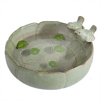 Grand pot en céramique non émaillée de style pastoral vert, durable, pour Pothos, Pennywort, Bambou porte-bonheur, Narcisse et autres plantes.