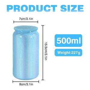 Bouteille isotherme en acier inoxydable de 16 oz avec paille, pour sublimation, effet arc-en-ciel irisé, vente en gros - Product Image 2