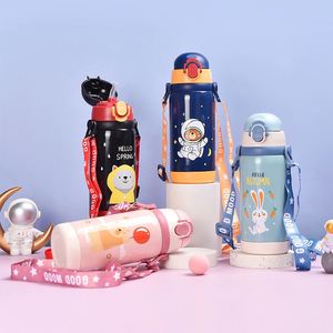 Cute School Kids 450Ml Children'S Thermos <b>Bottle</b> Insulated Vaccum Flask 304 Stainless Steel Kids Water <b>Bottle</b> With Straw - Product Image 3
