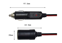 1to2 Car Cigarette Lighter Power Charger Adapter Cable Two-Way Socket Splitter Wire avec Female Sockets 10A Fuse Plug Connector