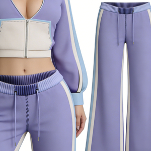 ชุดเซ็ตสองชิ้นสำหรับผู้หญิง เสื้อฮู้ดแขนยาว กางเกงขายาวรัดรูปสองเข็มขัด ผ้าถักลำลอง ระบายอากาศได้ดี รับสกรีนโลโก้ สำหรับฤดูใบไม้ร่วง - Product Image 2