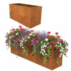 Kit de jardinière surélevée modulaire en acier Corten rustique avec trous de drainage, montage facile, grande capacité, pour plantes et légumes, à poser au sol - Product Image 3