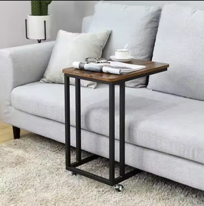 Gỗ Và Kim Loại C Hình Cuối Bảng Với Bánh Xe Cho Sofa Kim Loại Khung Bàn Cà Phê Cho Phòng Khách Phòng Ngủ Snack Bên Bảng - Product Image 6