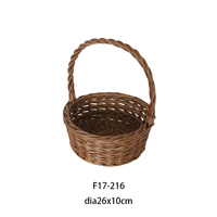 Nouveau Style chinois fait à la main rond en osier naturel panier plat panier saule tresse poignée panier de rangement