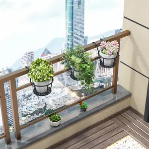 Soporte de Metal para maceta, repisa colgante de hierro con barandilla para plantas y flores, para interior de balcón, DD1059