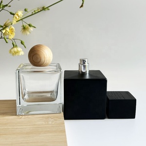 50 ml pesado grueso <span class=keywords><strong>pared</strong></span> engarzado cuello cubo Negro hombres Colonia Spray cuadrado elegante botella de Perfume - Product Image 3