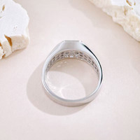 Bague de mode élégante et simple en or blanc 18 carats avec diamant de laboratoire à tige droite pour homme