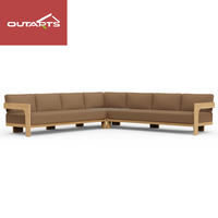 Mobilier d'extérieur scandinave Patio canapés imperméables en teck patiné Villa mobilier d'extérieur jardin ensemble de canapés en bois massif